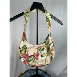 Local Design Tropical Floral Print Cotton Shoulder Bag Hobo Purse
